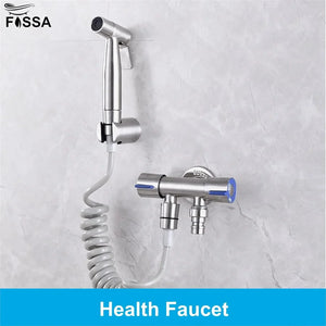 Steelo Stainless Steel Health Faucet with Flexible ABS Spring Hose Pipe - 1 Metar Silver - Fossa Home