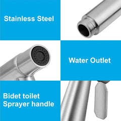Fossa Hand Held Bidet Sprayer Premium Stainless Steel Sprayer - Health Faucet for Toilet, with 1 Mtr Spring Flexible Shower Hose Pipe,Hook ( Silver) - Fossa Home