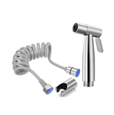 Fossa Hand Held Bidet Sprayer Premium Stainless Steel Sprayer - Health Faucet for Toilet, with 1 Mtr Spring Flexible Shower Hose Pipe,Hook ( Silver) - Fossa Home