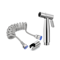 Fossa Hand Held Bidet Sprayer Premium Stainless Steel Sprayer - Health Faucet for Toilet, with 1 Mtr Spring Flexible Shower Hose Pipe,Hook ( Silver) - Fossa Home