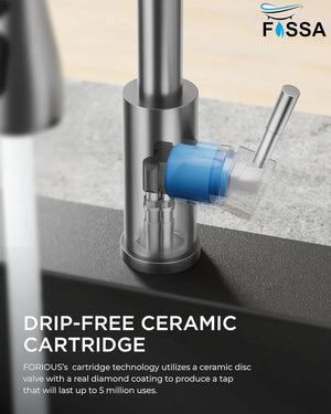 Fossa Heavy SUS 304 Stainless Steel Silver Single Lever Sink Hot & Cold Water Mixer Pull Down Tap Kitchen Sink Faucet with Pull Out Sprayer for Silver (Heavy) - Fossa Home