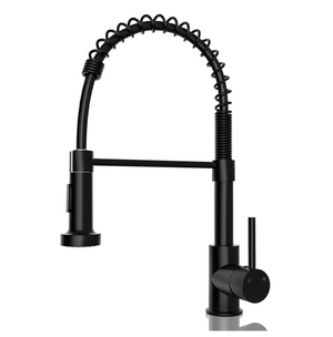 Single-Flow Pull-Down 360° Hot & Cold Brushed Nikal Kitchen Mixer Faucet Black - Fossa Home
