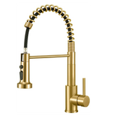 Fossa Pull Down Sprayer, Kitchen Mixer Tap 360° Swivel, Commercial Kitchen Faucet Single Handle Mixer Tap with 2 Spray Modes Brushed (Gold) Fossa Home