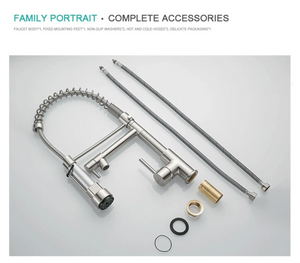 Kitchen Tap Kitchen Faucet Brushed Nickel Pull Down Kitchen Tap Single Handle 360 Degree Rotating Cold Hot Water Mixer Sink Taps Chrome Fossa Home