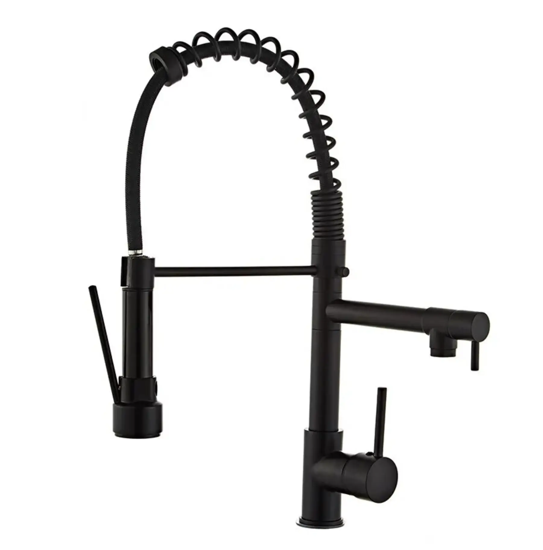 Kitchen Tap Kitchen Faucet Brushed Nickel Pull Down Kitchen Tap Single Handle 360 Degree Rotating Cold Hot Water Mixer Sink Taps Chrome (Black) Fossa Home