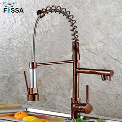 Kitchen Tap Kitchen Faucet Brushed Nickel Pull Down Kitchen Tap Single Handle 360 Degree Rotating Cold Hot Water Mixer Sink Taps Chrome (Rose Gold) Fossa Home