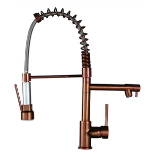 Spring Kitchen Sink Mixer Tap with Pull-Down Sprayer Rose Gold 360° Hot & Cold - Fossa Home