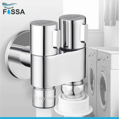 Fossa Three-Way Filling Angle Wall Mount Two Out Water Cleaning Sprayer Angle Cock with Flange Brass Chrome Finish for Bathroom Wash Basin Toilet - Fossa Home