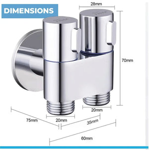 2 in 1 Brass Angle cock Silver For Use multi Purpose - Fossa Home