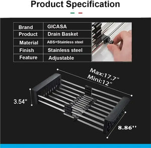 18 Inches Adjustable Vegetable Basket/Strainer Black - Fossa Home