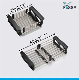 18 Inches Adjustable Vegetable Basket/Strainer Black - Fossa Home