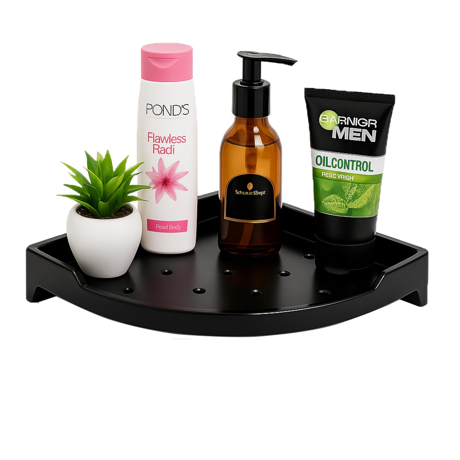 Fossa Classic Ceramic Corner Wall Shelf for Bathroom & Living Room – Wall Mounted Corner Stand for Toilet | Space-Saving Waterproof Bathroom Corner Shelf Black Glossy Finish (Black) - Fossa Home