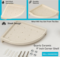 Fossa Classic Ceramic Corner Wall Shelf for Bathroom & Living Room – Wall Mounted Corner Stand for Toilet | Waterproof Space-Saving Bathroom Shelf Ivory (Glossy Finish) - Fossa Home