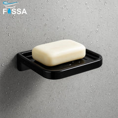 Fossa Classic Ceramic Soap Dish for Bathroom & Kitchen – Wall Mounted Soap Dish Holder with Anti-Rust & Anti-Slip Grip | Bathroom Soap Holder, Kitchen Soap Dish, Soap Stand Black (Glossy Finish) - Fossa Home