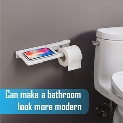 Fossa Classic Ceramic Toilet Paper Holder with Mobile Stand| No Sharp Edge, Safe for Children, Hard Water Resistant, Rust & Fade Proof, Anti-Bacterial Toilet Holder Glossy Finish (White) - Fossa Home