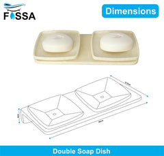 Fossa Classic Ceramic Unbreakable Wall Mounted Double Soap Dish for Bathroom – Soap Holder with Self-Drain, Rust-Proof & Space-Saving Design | Modern Bathroom Accessories – Ivory (Glossy Finish) - Fossa Home