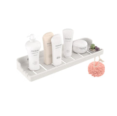 Fossa Classic Ceramic Wall Mounted Shower Shelf Rack – Anti-Slip & Bacteria-Resistant Organizer for Bathroom Storage | Multi-Soap Shower Holder | White (Glossy Finish) - Fossa Home