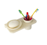 Fossa Classic Ceramic Wall Mounted Soap Dish with Toothbrush Holder – Compact Bathroom, Anti-Bacterial, Rust & Fade Resistant | Modern Soap Holder for Daily Use | Ivory (Glossy Finish) - Fossa Home