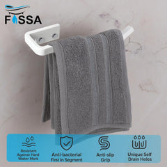 Fossa Classic Unbreakable Wall Mounted Ceramic Napkin Ring & Towel Holder for Bathroom & Kitchen – Space-Saving, Anti-Rust Towel Hanger | Stylish Bathroom Accessory – White (Glossy Finish) - Fossa Home
