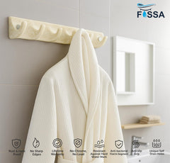 FOSSA Classy Ceramic Cloth Hanger – Stylish Wall Mounted Hook Rack with 6 Curved Hooks for Bathroom & Living Spaces (Cream) - Fossa Home