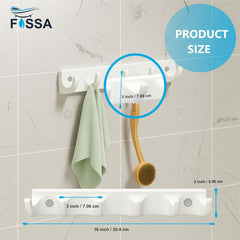 FOSSA Classy Ceramic Cloth Hanger – Stylish Wall Mounted Hook Rack with 6 Curved Hooks for Bathroom & Living Spaces White (Glossy Finish) - Fossa Home