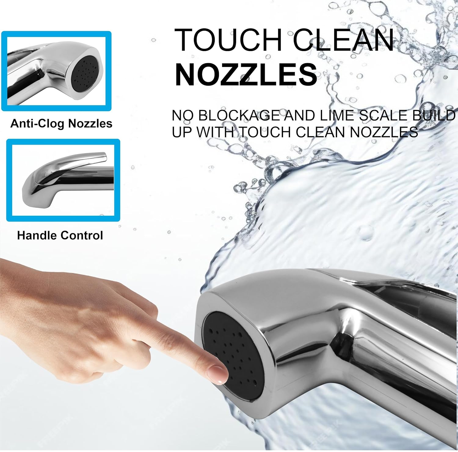 Fossa Health Faucet Bidet Sprayer for Toilet, Handheld Sprayer Cloth Diaper Sprayer Set - ABS (Chrome Finish) | (with Hose Pipe & Hook) - Fossa Home