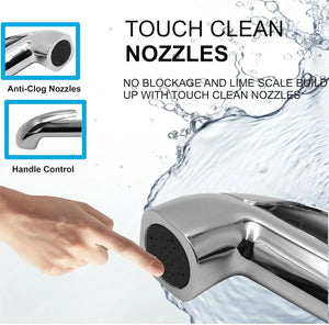 Fossa Health Faucet Bidet Sprayer for Toilet, Handheld Sprayer Cloth Diaper Sprayer Set - ABS (Chrome Finish) | (with Hose Pipe & Hook) - Fossa Home