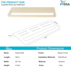 Fossa Space-Saving Wall Mounted Towel Shelf – Foldable Chrome Towel, Durable Bathroom Accessories, Rust Resistant & Stylish Bathroom Fittings | Ivory (Quartz Ceramic) - Fossa Home