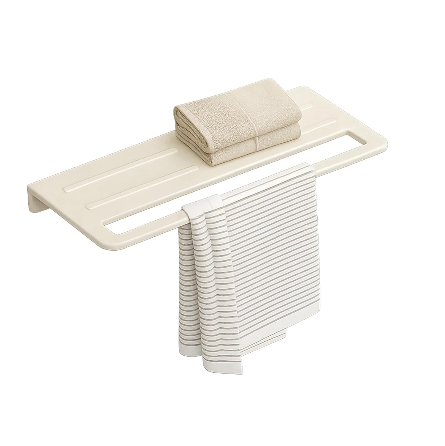 Fossa Space-Saving Wall Mounted Towel Shelf – Foldable Chrome Towel, Durable Bathroom Accessories, Rust Resistant & Stylish Bathroom Fittings | Ivory (Quartz Ceramic) - Fossa Home