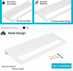 Fossa Space-Saving Wall Mounted Towel Shelf – Foldable Chrome Towel, Durable Bathroom Accessories, Rust Resistant & Stylish Bathroom Fittings | White (Quartz Ceramic) - Fossa Home