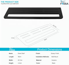 Towel Rack with Towel Holder Towel Hanger for Bathroom Napkin Stand for Bathroom Accessories Wall-Mount Towel Holder Glossy Finish (Black) - Fossa Home