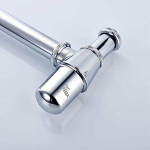 Fossa Brass Bottle Trap for Wash basins | Bottle Trap With Wall Flange and 12 Inches Pipe | Chrome Finish - Fossa Home