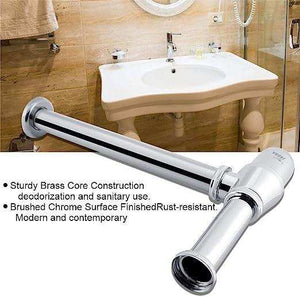 Fossa Brass Bottle Trap for Wash basins | Bottle Trap With Wall Flange and 12 Inches Pipe | Chrome Finish - Fossa Home
