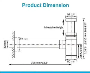 12 inch Stainless Steel Silver Bottle Trap with Flange - Fossa Home