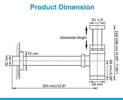 Fossa Steel Bottle Trap for Wash basins | Bottle Trap With Wall Flange and 12 Inches Pipe | Chrome Finish SBT-101 - Fossa Home