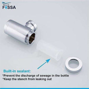 Fossa Steel Bottle Trap for Wash basins | Bottle Trap With Wall Flange and 12 Inches Pipe | Chrome Finish SBT-101 - Fossa Home