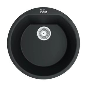 Fossa 18"x18"x08" Inch Round Bar Sink, Thicken Single Bowl Kitchen Sinks, Quartz German Engineered Technology Kitchen Sink Easy-to-Clean Sink for Outdoor Indoor Catering Restaurant Hospital (Black) - Fossa Home