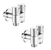 Fossa Brass 2 in 1 Angle Wall Mount Two Out Water Cleaning Sprayer Angle cock with Flange Chrome Finish for Bathroom Wash Basin Toilet (Silver) (Compact | Pack of 2) - Fossa Home
