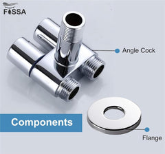 Fossa Brass 2 in 1 Angle Wall Mount Two Out Water Cleaning Sprayer Angle cock with Flange Chrome Finish for Bathroom Wash Basin Toilet (Silver) (Compact | Pack of 2) - Fossa Home