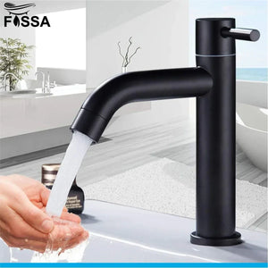 Fossa kubix 9" Inch Pillar Cock Tap Faucet for Wash Basin Water Wash Basin SS-304 Pillar Tap with Black Matte Finish for Bathroom,Washbasin,Deck Mount,Table Mount - Fossa Home