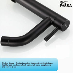 Fossa kubix 9" Inch Pillar Cock Tap Faucet for Wash Basin Water Wash Basin SS-304 Pillar Tap with Black Matte Finish for Bathroom,Washbasin,Deck Mount,Table Mount - Fossa Home