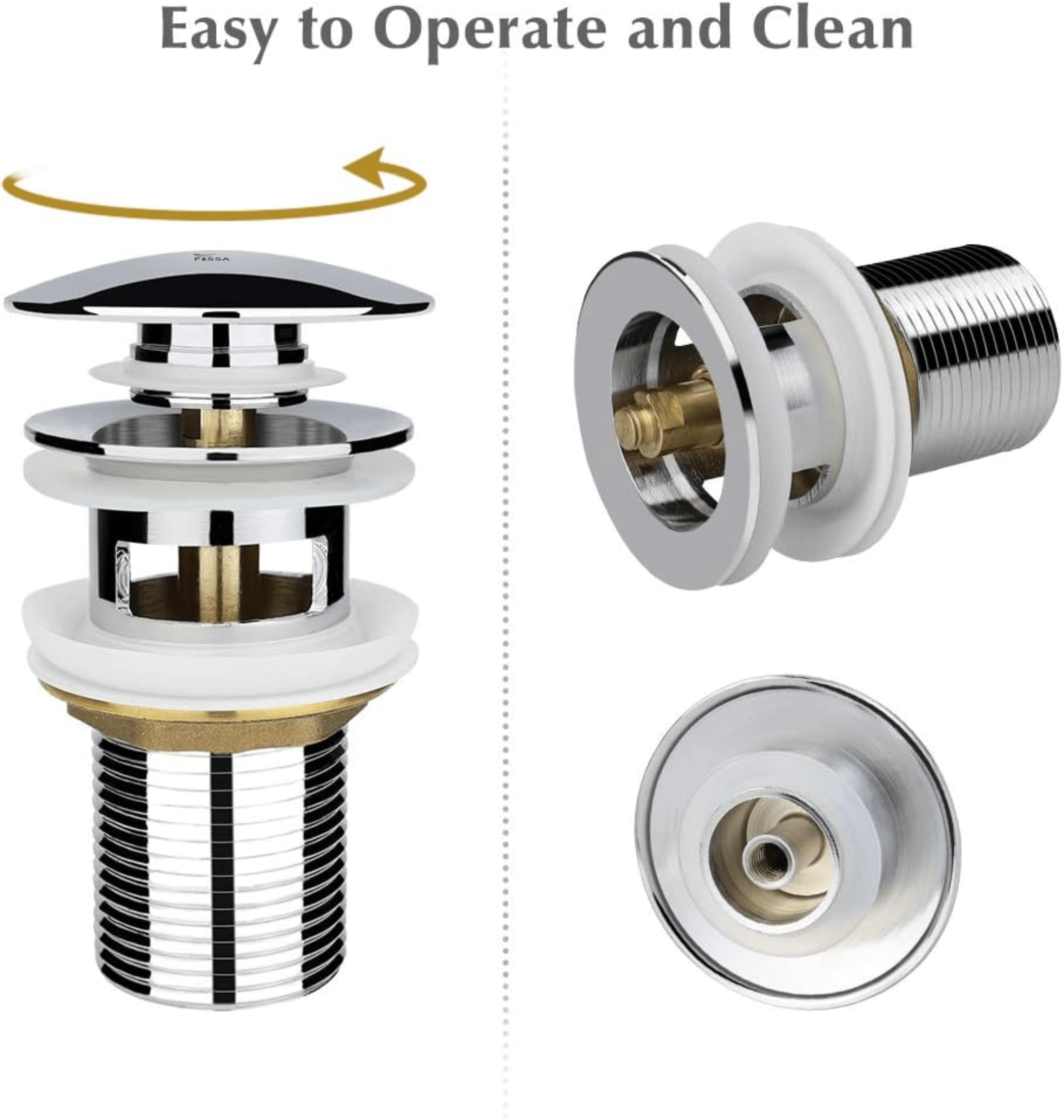 Fossa Chrome Finish Pop-up Brass Basin Drainer/Waste Coupling/Waste Kit for Bathroom Wash Basin/Vessel Sink 3 Inch Brass Full Threaded Pop Up Waste Coupling - Fossa Home