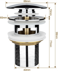 Fossa Chrome Finish Pop-up Brass Basin Drainer/Waste Coupling/Waste Kit for Bathroom Wash Basin/Vessel Sink 3 Inch Brass Full Threaded Pop Up Waste Coupling - Fossa Home