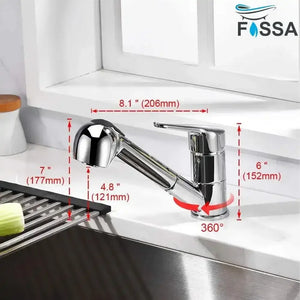 Brass Extendible Spray Kitchen Tap 360° Swivel Sink Mixer Tap Chrome - Fossa Home