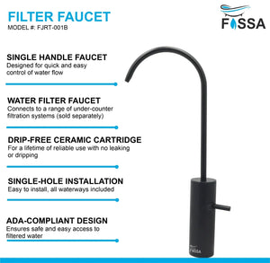 Opera J Bend RO Tap/Faucet Premium Stainless Steel Black - Fossa Home