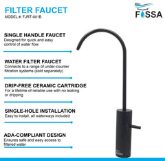 Fossa Opera J Bend RO Tap Kitchen Water Filter Faucet, 100% Lead-Free Drinking Water Faucet Stainless Steel Brushed Nickel Finish (Black) - Fossa Home