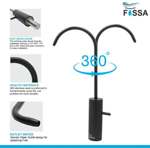 Opera J Bend RO Tap/Faucet Premium Stainless Steel Black - Fossa Home