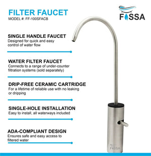 Opera J Bend RO Tap/Faucet Premium Stainless Stee Silver - Fossa Home