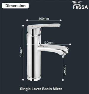 Fossa Brass Single Lever Basin Body Faucets Sink Tap Deck Mounted Washbasin Single Hole Single Handle Mixer Tap Hot & Cold Water Bathroom Accessories ABS Handle Faucet (Chrome Finish) Fossa Home