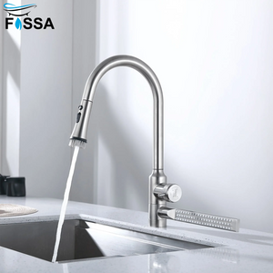 Fossa Integrated Waterfall Faucet Taps in-Built Shower Hot & Cold Water Supply and Pull-Out Faucet Taps 3 Way Multifunction Oprating Silver Fossa Home